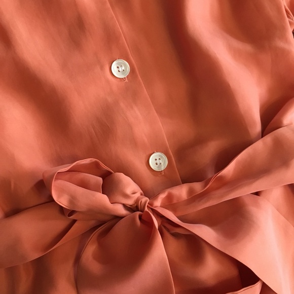 SOLD J Jill silk bow waist blouse top S orange - Picture 4 of 6